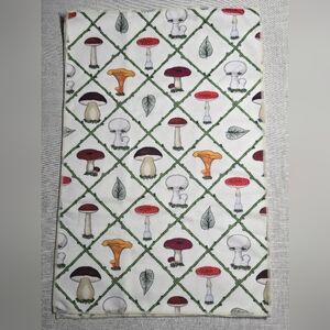 Set of 2 Microfiber Towels w Mushroom Grid Print, White on reverse 23" x 15" New